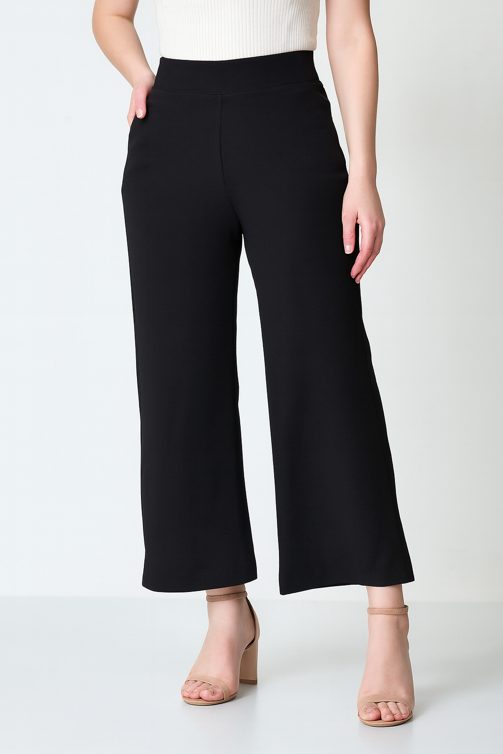 Karryfly Black Korean Crepe Pants for Women | Smooth & Elegant Fit
